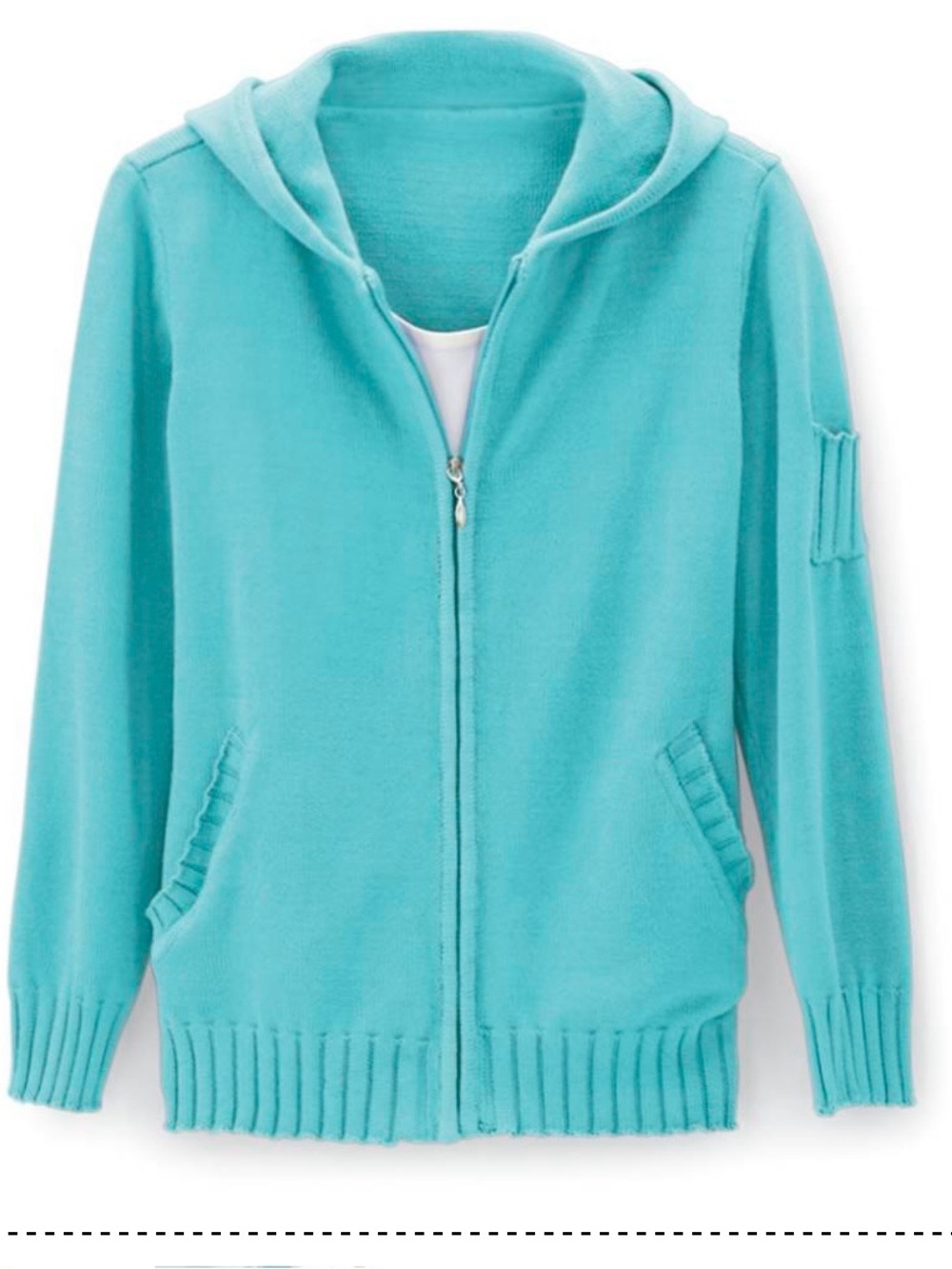 NorthStyle Zip-Front Hooded Cardigan, Patch Pocket, Ribbed Trim